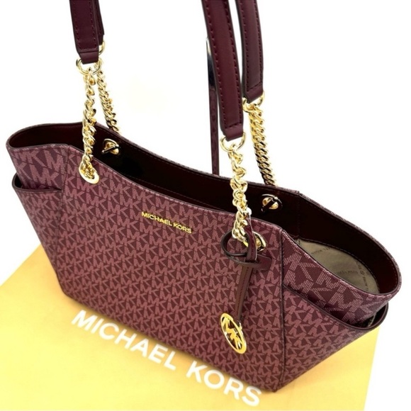 Michael Kors Large JST Chain Shoulder Bag & Large Continental Wallet Ox Blood - Picture 6 of 12